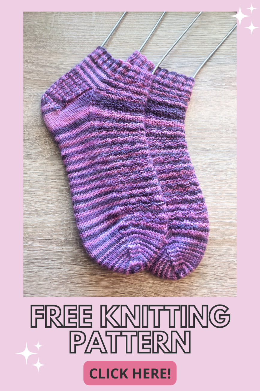 pink and purple handknit socks