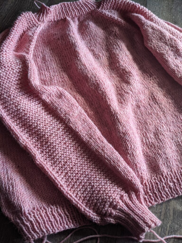 blush pink handknit sweater